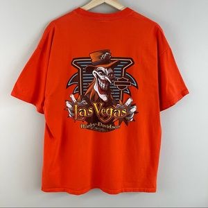 HARLEY DAVIDSON Neon Orange Las Vegas Nevada Joker Graphic Tee